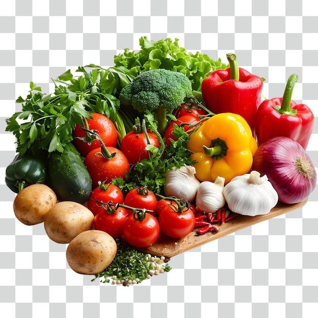 PSD vegetarian foodmix vegetables transparent background