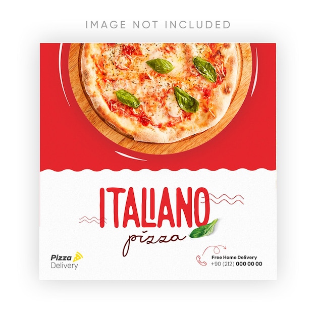 PSD 채식주의 이탈리아 피자 레스토랑 소셜 미디어 포스트 템플릿