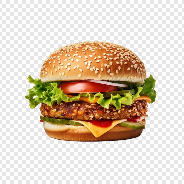 PSD veggie burger isolated on transparent background