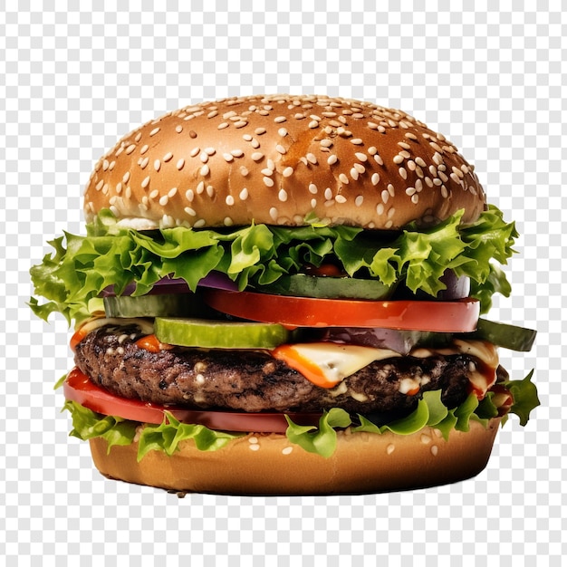 PSD veggie burger isolated on transparent background