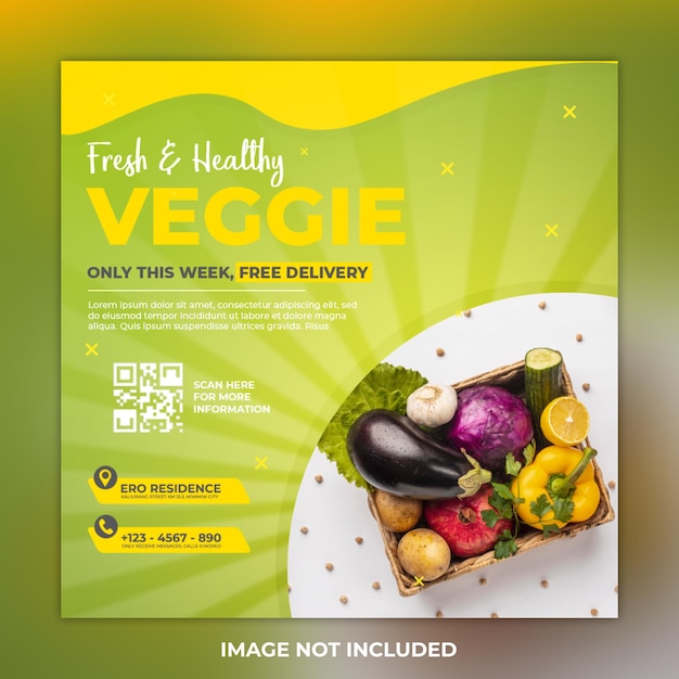 Veggie and vegetable social media post template