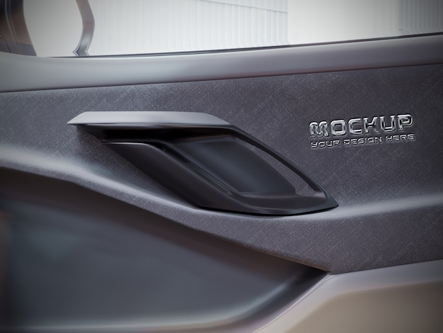 vehicle logo mock-up inside car