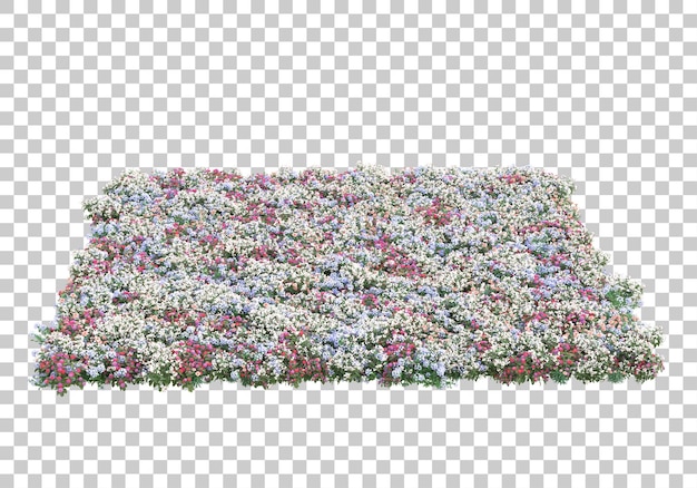 Veld met bloemen op transparante achtergrond 3d-rendering illustratie