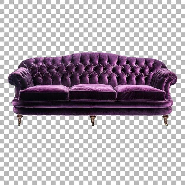 PSD velvet sofa on transparent background