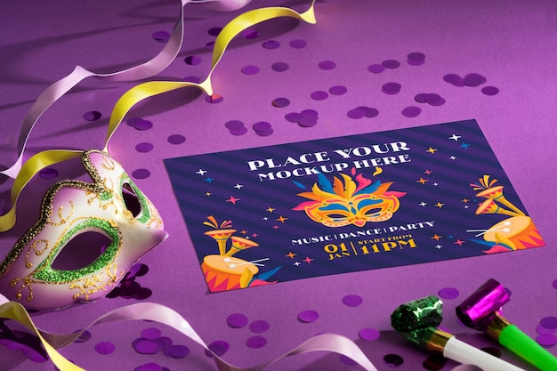 PSD venetian carnival invitation mockup