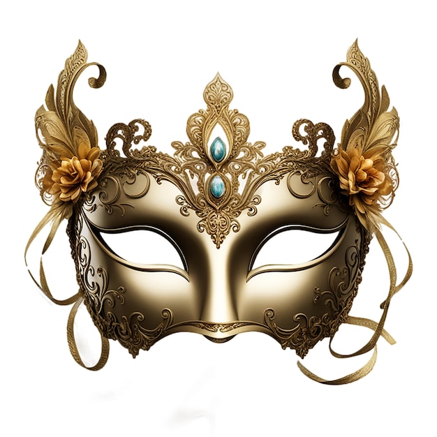 PSD venetian carnival mask a golden masquerade mask with gold decorations an opera mask png file