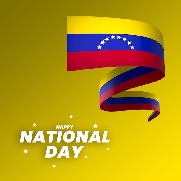 Elemento della bandiera del venezuela design nastro banner per la festa dell'indipendenza nazionale psd