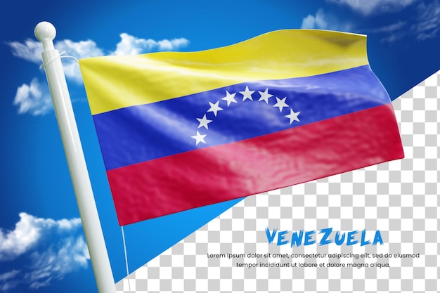 PSD venezuela realistic flag 3d render isolated or 3d venezuela waving flag illustration