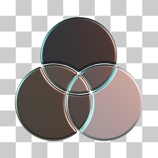 PSD venn chart 3d icon