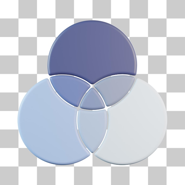 PSD venn chart 3d icon