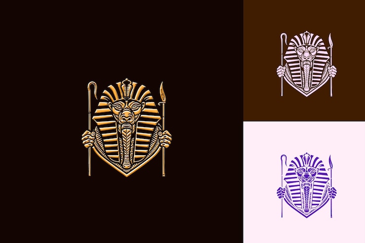 PSD venomous cobra animal mascot logo with egyptian pharaoh head cute abstract vector designs