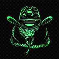 PSD venomous snake animal mascot logo with cowboy hat and lasso psd vector tshirt tattoo ink art