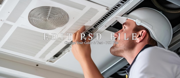 PSD ventilation system installation and repair service hvac technician at work