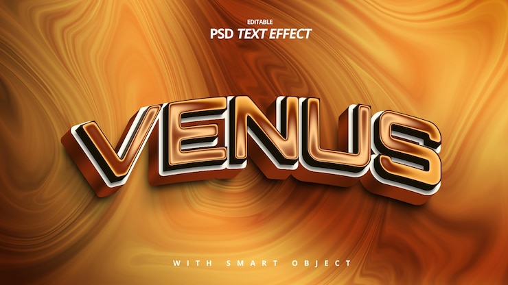 PSD venus 3d planet futuristic text effect editable template design