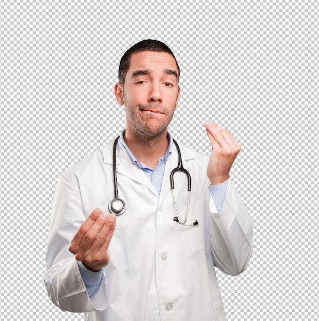 Verbaasd jonge dokter poseren