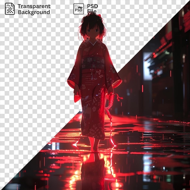 PSD verbazingwekkende mitsuha miyamizu van je naam is persoon in een rode kimono