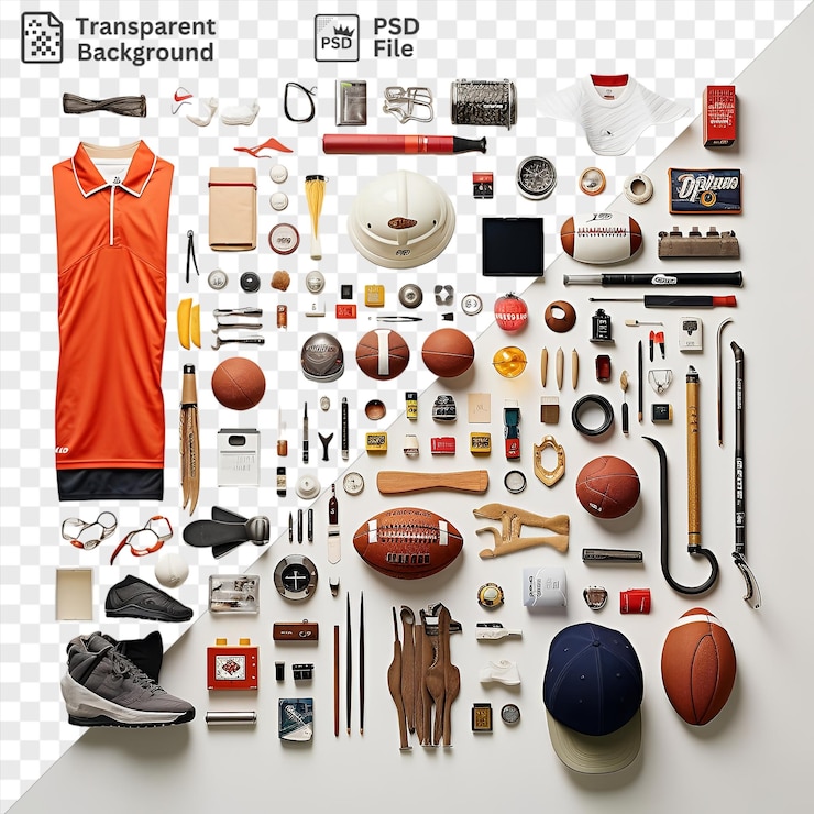 PSD verbazingwekkende professionele sport memorabilia collectie opgezet op een transparante achtergrond