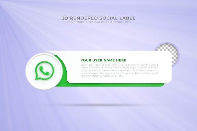 Verbind ons op whatsapp sociale media onderste derde 3d ontwerp render pictogram badge