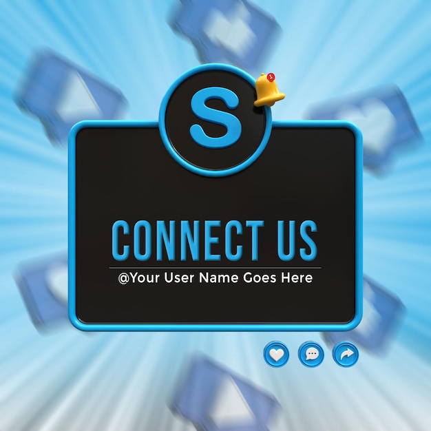 Verbind VS op Skype sociale media onderste derde 3D-ontwerp render pictogrambadge
