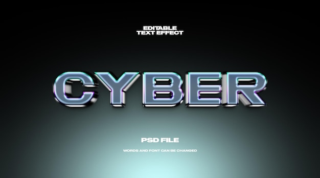 Verbluffende 3D holografische stijl cyber tekst effect tekst effect mockup