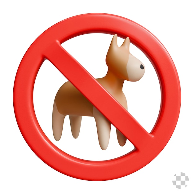 Verbodsbord voor honden 3D