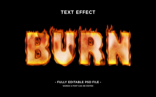 PSD verbrand papier teksteffect