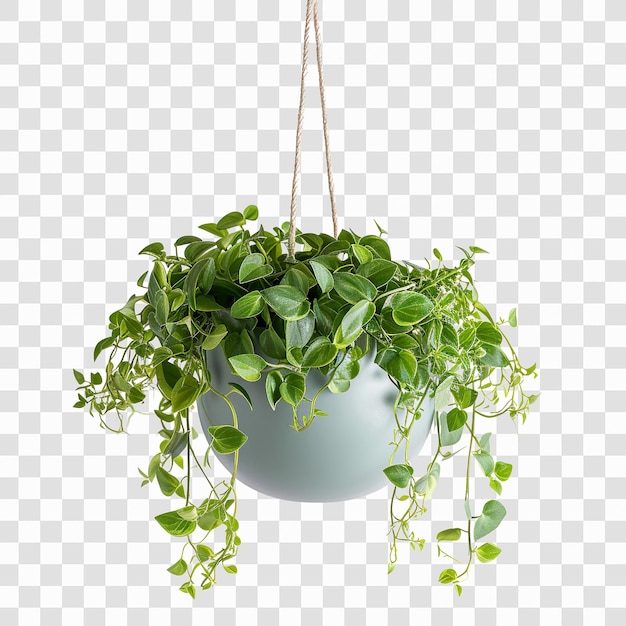 PSD verdant pothos plant in hanging pot clipart