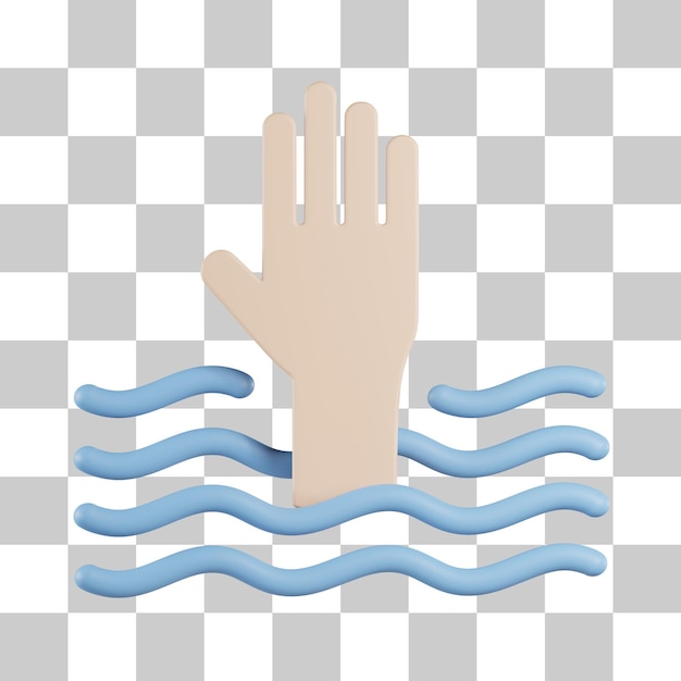 PSD verdrinking teken 3d pictogram