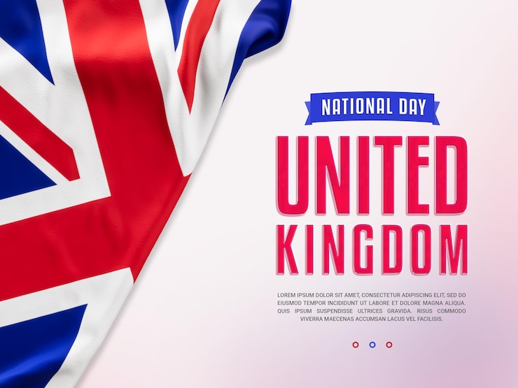 PSD verenigd koninkrijk nationale feestdag patriottische posterontwerp met vlag