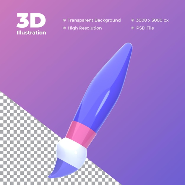 Verfborstel 3d-pictogramillustratie