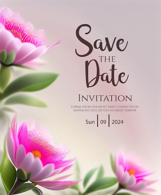 Verfijnde bloemen save the date bruiloftsuitnodiging elegantie roze pompom bloemen bruiloftsinvitatie