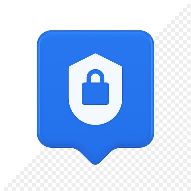 Vergrendel schild beveiligingsknop privacy geblokkeerde wachtwoordservice web app 3D-realistische tekstballonpictogram