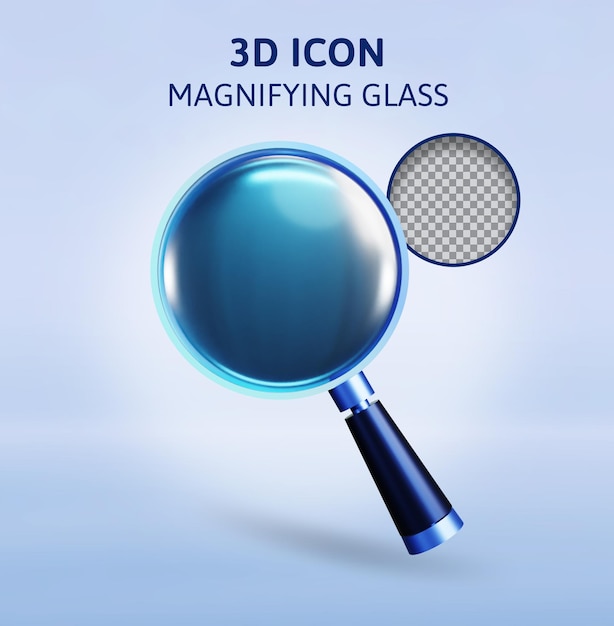 Vergrootglas 3d-rendering illustratie