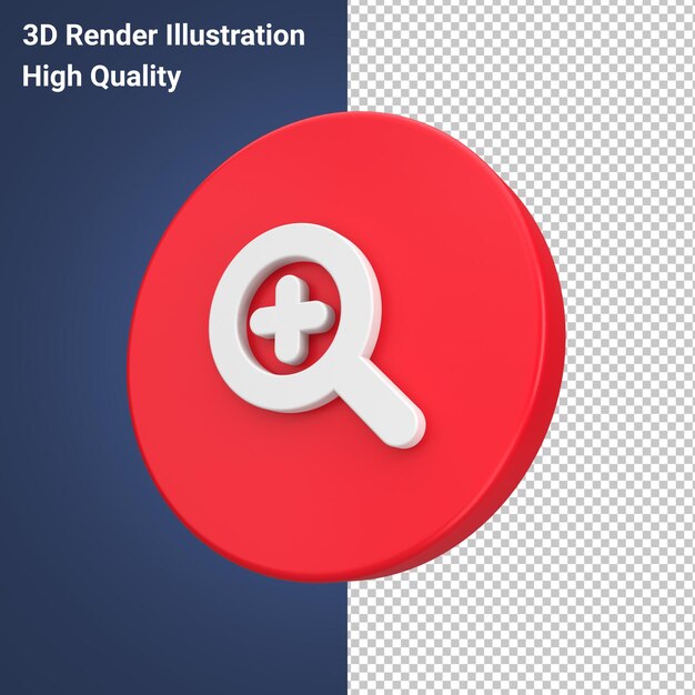 Vergrootglas in rode 3D-gerenderde cirkel