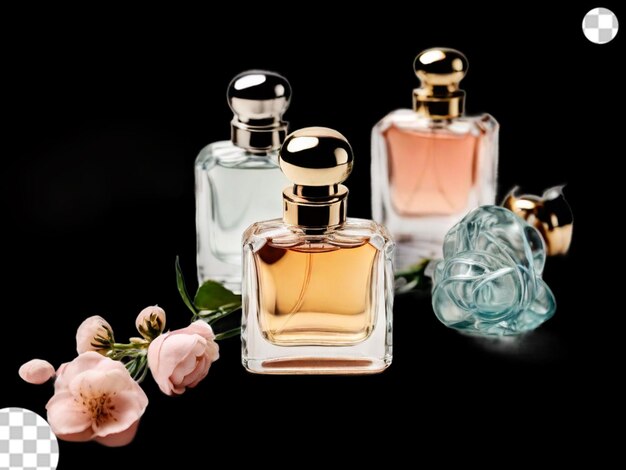 PSD verhoogde weergave van parfumflessen png transparant