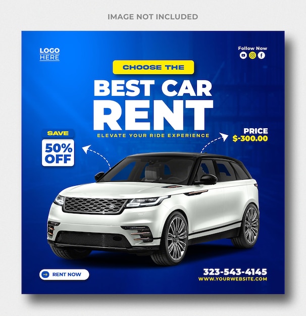 Verhuur van auto's social media post pack of instagram post sjabloon