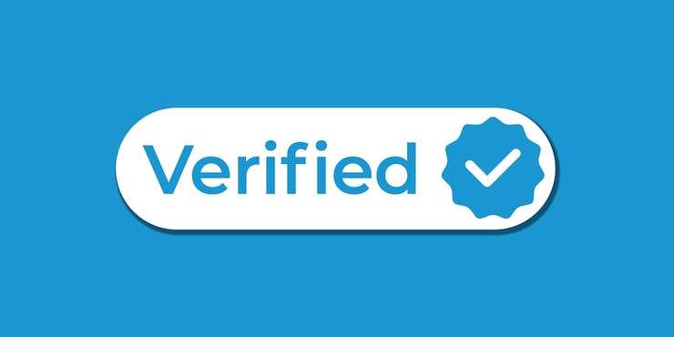 PSD verified blue with icon verified template