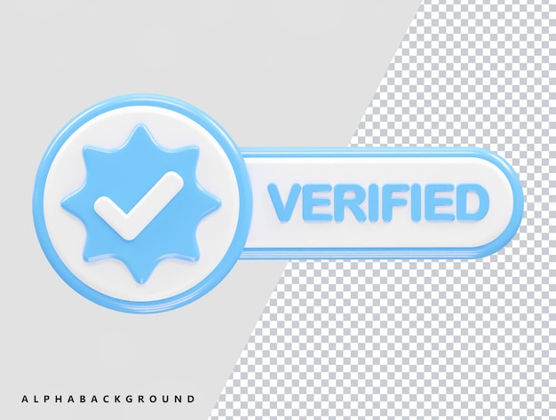 PSD verified icon illustration 3d rendering transparent element