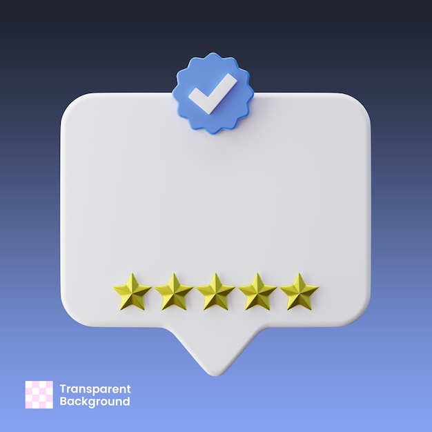 verified review bubble text 3d illustration
