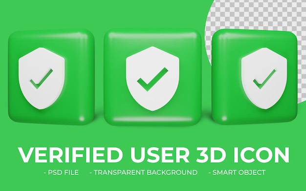 Verified user or verification icon 3d rendering