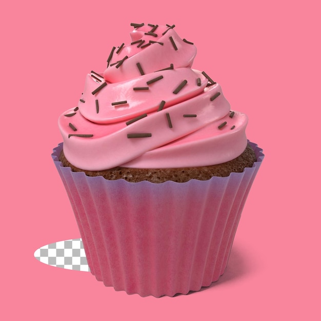 PSD verjaardag cupcake met roomboter slagroom geïsoleerd op transparant