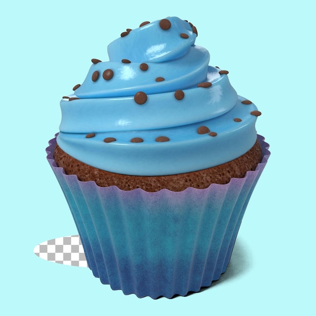PSD verjaardag cupcake met roomboter slagroom geïsoleerd op transparant