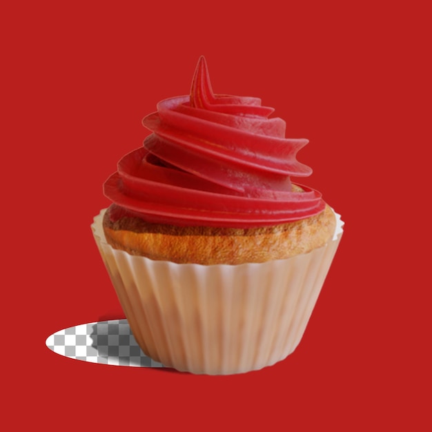 Verjaardag cupcake met roomboter slagroom geïsoleerd op transparant