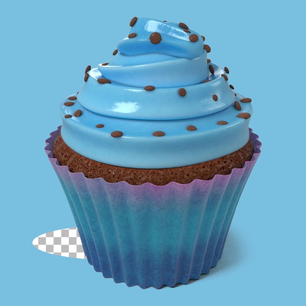 PSD verjaardag cupcake met roomboter slagroom geïsoleerd op transparant
