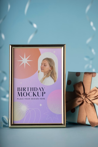 PSD verjaardag frame mock-up ontwerp