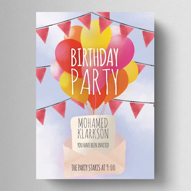 PSD verjaardag party flyer template