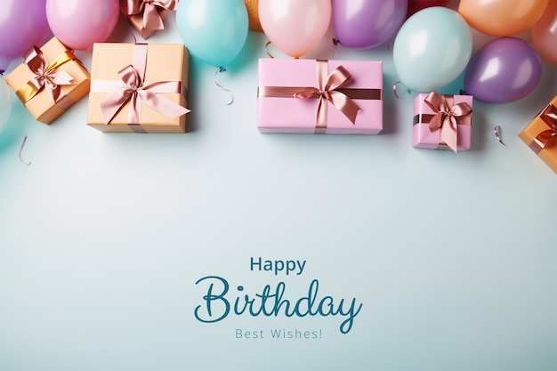 Verjaardagsachtergrond met ballonnen en geschenken
