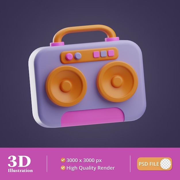 PSD verjaardagsfeestje boombox illustratie 3d