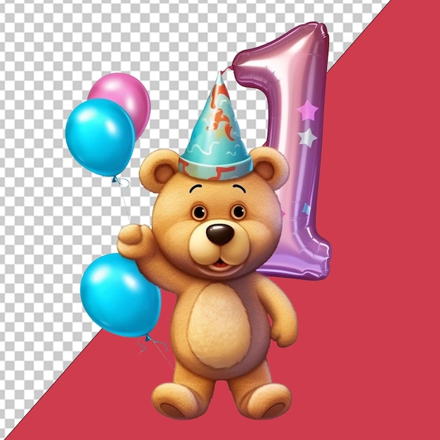 PSD verjaardagsvreugde met schattige beer