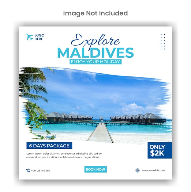 Verken Malediven reisbureau sociale media of Instagram post sjabloonontwerp